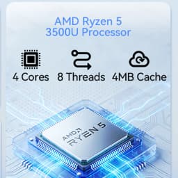 BLACKVIEW MP50 Mini PC,AMD Ryzen 5 3500U(4C/8T Up to 3.7GHz),Radeon Vega 8 Graphics,16GB DDR4 2666MHz,512GB M.2 SSD Dual SSD Support,Windows 11 Pro,WiFi5 BT4.2,9 Ports,4K UHD Output,Two‑fold Cooling System Desktop Computer For Home Office Business