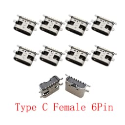 10Pcs USB Connector Type C Female Charging Port Jack 2/6/16 Pin Type-C Socket PCB Soldering SMD SMT DIY Repair Type C Adapter