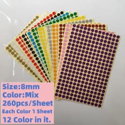 12 Sheets/Pack Mix Color Circle Round Color Coded Adhesive Label Dot Sticker 6mm/8mm/10mm/13mm/16mm/19mm/25mm/32mm/50mm/100mm
