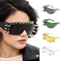 Novelty Punk Glasses Rock Large Shield Spike Fashion Weird Club Sunglasses Funny Party Glasses