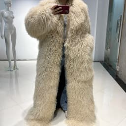 YOLOAgain 135-140cm Floor Length Mongolia Sheep Fur Coat Women Winter Warm Party Long Fur Coat Ladies Overcoat