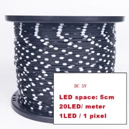 WS2811 LED Strip Lights Black Wire DC5V/12V 10M-100M 1.5cm-10cm Pitch RGB IC Addressable Pixel String Full Color IP67 3Pin