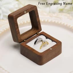 Free Custom Name Walnut Wooden Ring Box Personalized Wedding Anniversary Gift Walnut Wood Engagement Wedding Rings Box Gift