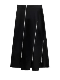 [EAM] High Elastic Waist Black Zipper Splited A-line Half-body Skirt Loose Women Fashion Tide New Spring Autumn 2026 1DH4445