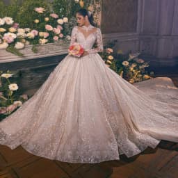 Customized Long Sleeve Ball Gown Wedding Dresses O-Neck Princess Illusion Bridal Gown Luxury Robe Mariage Vestidos Novia