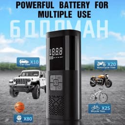 Portable Tire Inflator, 150 PSI Cordless Air Compressor with Digital Pressure Gauge, Auto Shutoff and Preset Modes, Rechargeable Air Pump for Car Tires, SUVs, Motorcycles, Bicycles, Sports Balls and Road Trips