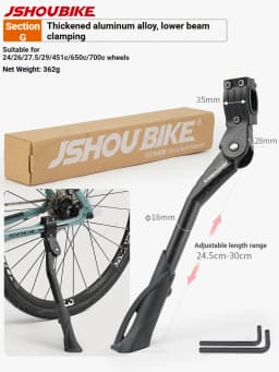 JSHOUBIKE Bicycle Kickstand, Thickened Durable Aluminum Alloy, Adjustable Length Bike Support Stand, For Bicycle and E-Bike