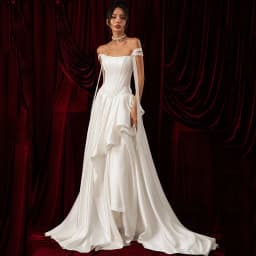 Eightree White A-Line Wedding Dresses Off The Shoulder Ruffled Satin Bridal Dress Princess Wedding Ball Prom Gowns Customized