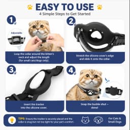 Anti-Lost Cat Collar for Smart Tag GPS Tracker Protective Case With Bell Cats Necklace, Bluetooth Tracker Tag for Android