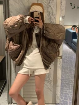 Chic Autumn Winter round Neck Loose Lazy Flight Jacket Cotton Outerwear Women Small Size Age Reduction Top