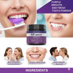 Purple Teeth Whitening Powder - Charcoal Deep Clean & Stain Removal, Fresh Breath, Winter Oral Care for a Brighter Smile