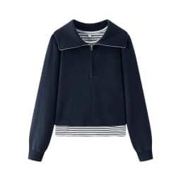 Semir Women Sweatshirt Brushed Fabric Stripe Pattern Raglan Sleeve Two Piece Design Vest Layer Detail 2026 Winter Soft Comfort