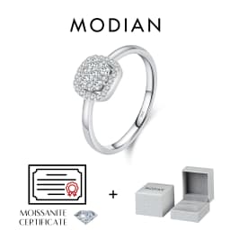 MODIAN Sparkling VVS1 D Color Pave Setting Moissanite Ring 925 Sterling Silver Wedding Band Ring for Women Fine Jewelry
