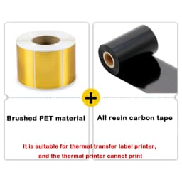 Brushed Gold Thermal Transfer Label PET Barcode Adhesive Sticker Waterproof Tear-proof PET Gold Sticker Label(Not Thermal Paper)