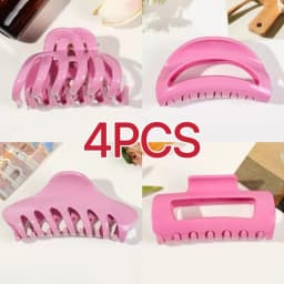 4PCS Multi Style Pink Soft Silicone Hair Claw Clip,Super-safe Head Protection,Flexible Banana Clip for Women Hair Accessories