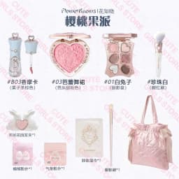 Flower Knows Bunny Garden All-in-One Makeup Set:New Pink Shoulder Bag Cushion Eyeshadow Palette, Lip Gloss, Blush, Cosmetic Kit