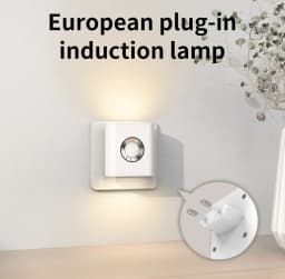 EU Plug LED Motion Sensor Wall Lamp 120° Wide Angle Warm White Night Light for Stairs Bedrooms Hallways - Eye Protection