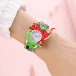 Kids Dinosaur Watch Cartoon T-Rex Silicone Strap Hypoallergenic Watch for Boys & Girls Prehistoric Adventure Gift