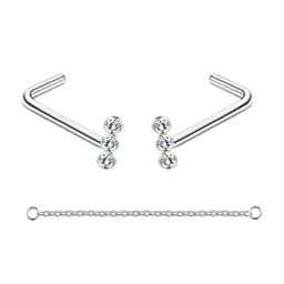 Nose Rings Chain Piercing Across Double with Chain Studs with Chain 20G Piercing Stud Nostril Jewelry for Women Men