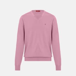 CH Men's V-Neck Sweater Slim Fit Long Sleeve Knit Pullover with Small Embroidery Business Casual Top