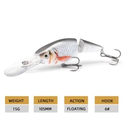 Agoie Deep Diving Crankbaits Jointed Swimbait For Bass Fishing 105mm 15g Floating Wobblers With Rattles For Pike Fishing Lure