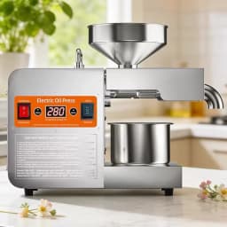 Upgraded Oil Press Machine with Smart Temperature Control, Stainless Steel Home Oil Extractor for Peanut Sesame, Small Commercia