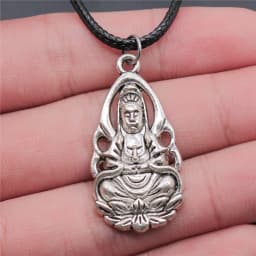 17 Styles Buddha Statue Pendant Necklace Black Leather Cord Chain Necklace Factory Price Handmade Jewelry
