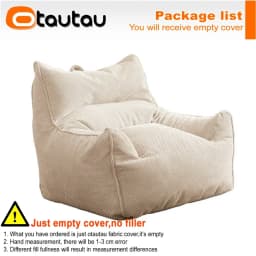 OTAUTAU Soft Waffle 1-2 Seat Bean Bag Couch Cover Set Without Filler Beanbag Armchair Lazy Sofa Bed Lounger Ottoman Stool SF182