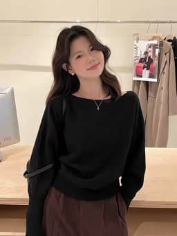 Knitted Sweater Women Pullovers New Long Sleeve Slash Neck Black Knit Sweater Pullover Women Tops Sweaters Women Clothing Q1476