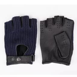 Semi-Fingers Gloves Unisex Knitted Sheepskin Patchwork Retro Riding Driving Women Half Finger Mittens Men Leather Gloves LSH01