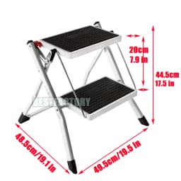 Folding Steel Step Ladder Heavy Duty Stool Seat Portable Ladder Metal Foot With Safety Non Slip Rubber For Office Garage Home