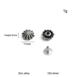 20/50/100PCS Old silver Flower/Round Conchos Screw Back Rivets For Bags Belt DIY Doll Clothes Sewing Riveting Button Accessories
