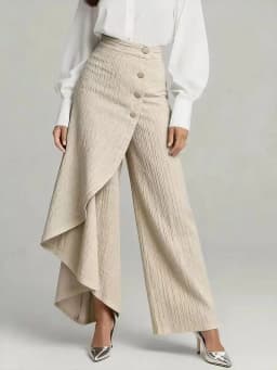 2026 New Women's Casual Wide Leg Pants Spring Fashion Breasted Design Ladies Slim Trousers Vintage Imitation Denim Women Pants