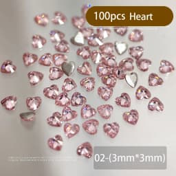 100pcs White/Pink/champagne Gold Mini Rhinestones Zircon Flash Inverted Flat Bottom Luxury Nail Accessories Water Drop/Heart Gem
