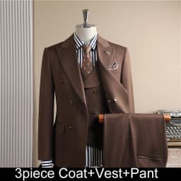 Man Outfit Turn Down Collar Long Sleeve Blazer Men Turn Down Collar Vest Straight-leg Pant Male Striped Slim 3-piece Suit Set