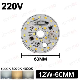 6W 8W 12W 24W 36W 48W LED Chip 220V Driver-Free Three-Color Aisle PCB Light Source Accessories Round LED Light Panel