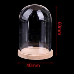 1:12 Dollhouse Miniature Decor Flower Display Glass Display Bell Jar with Wooden Base Home Decor Flower Glass Cover