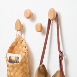 Scandinavian Solid Wood Handle Clothes Hook Coat Hook Wall-mounted Hook Punch-free Door Clothes Hanger Pebble Shape Cabinet Door
