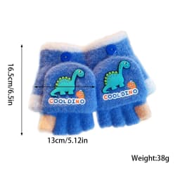 2-in-1 Flip Convertible Mittens Thick Fleece Lined Soft Fuzzy Plush Cute Snap Flip-Top Color Block Windproof Warm Gloves Boys