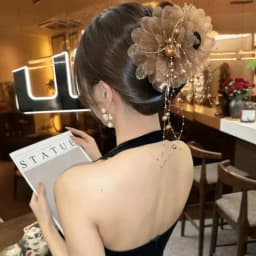 Elegant Peony Flower Grasping Clip Sequin Tassel Hair Claw Plastic Crab Hair Clips Women