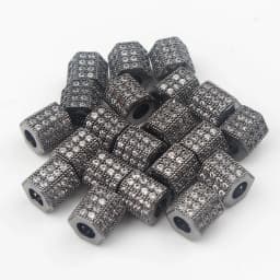 3pcs Micro Pave Zirconia Beads Round Geometry Metal Cubic Zircon Beads for DIY Bracelet Necklace Design Jewelry Crafts Making