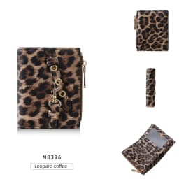 Baellerry Women's Leopard Short Wallets Pu Leather Wallets Vintage Female Coin Purse Large Capacity Hand Bag Card Holder
