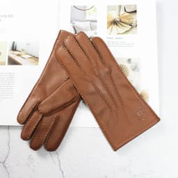 Women's Deer Skin Touch Screen Genuine Leather Gloves With Wool Lining For Autumn and Winter Warmth Motorcycle Riding Gloves