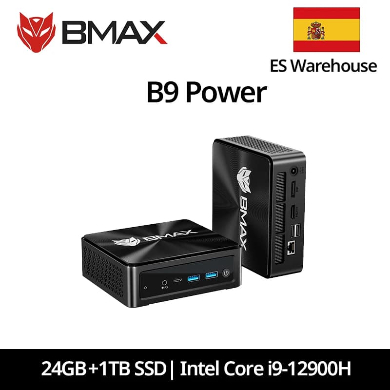 Bmax B9 Power Barebone Mini PC Intel Core I9-12900H 14 Cores up to 5.0GHz 24GB RAM 1TB SSD WiFi 6 Bluetooth 5.2 Mini PC