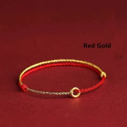 Hand Braided Red Rope Bracelet Copper Lucky Bead Hand Rope Couple Bracelet Simple Buckle Ethnic Original Female Accessory