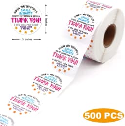 500pcs 5 Stars Feedback Stickers Roll Please Leave a Review Sticker for Small Business Package White Thank You Stickers 1.5 inch