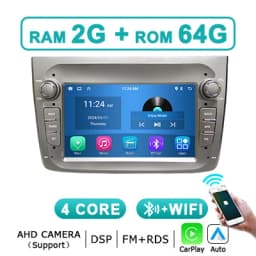 8GB 128GB 7'' Wireless Carplay Android 14 Auto Stereo Car Radio GPS For Alfa Romeo 147 2008-2012 Bluetooth 2 din autoradio Multimedia player Screen WIFI 4G LTE