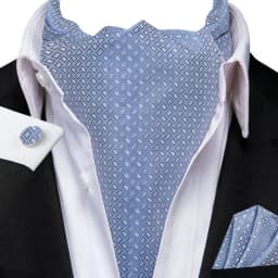 Men's Ascots Fashion Luxury Solid Plaid Check Dot Cravat Set with Cufflinks and Handkerchiefs for Daily Casual Outing