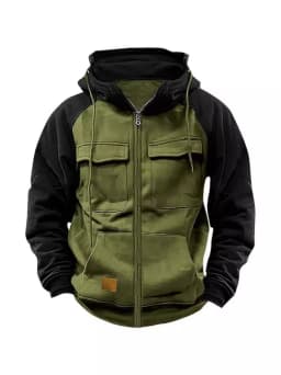 Men Hoody Sweatshirts Spring Autumn Zip Collar Pocket Long Sleeve Loose Cardigan Hooded Coats YZXFS-W2002