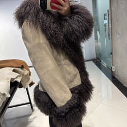 YOLOAgain Real Mongolia Sheep Fur Collar Real Leather Jacket Coat Women